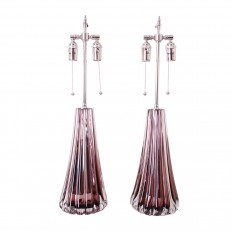 Pair of fluted Murano glass table lamps